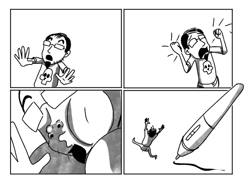 Un artista dibujando un personaje de cómic